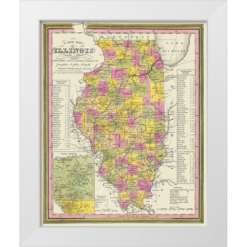 Illinois - Mitchell 1846 White Modern Wood Framed Art Print by Mitchell