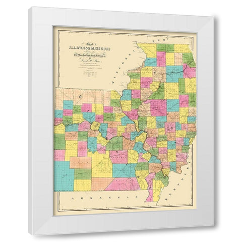 Illinois, Missouri - Burr 1839 White Modern Wood Framed Art Print by Burr