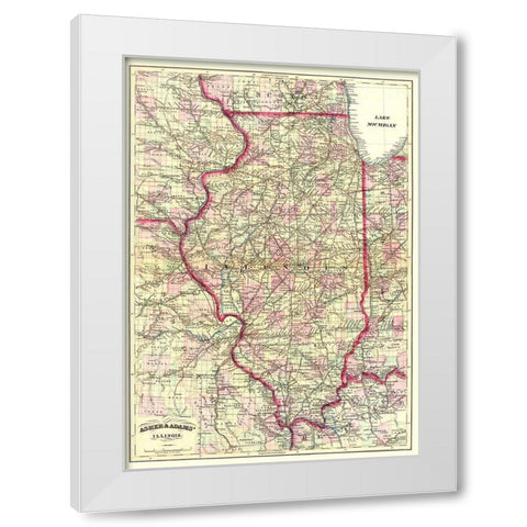 Illinois - Asher  1874 White Modern Wood Framed Art Print by Asher