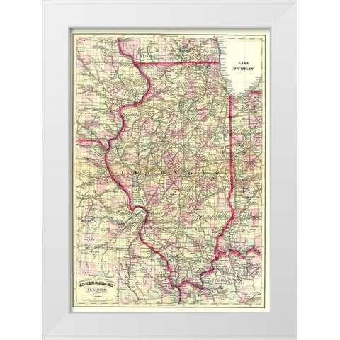 Illinois - Asher  1874 White Modern Wood Framed Art Print by Asher