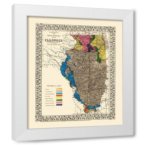 Illinois State Mining - Worthens 1869 White Modern Wood Framed Art Print by Worthens