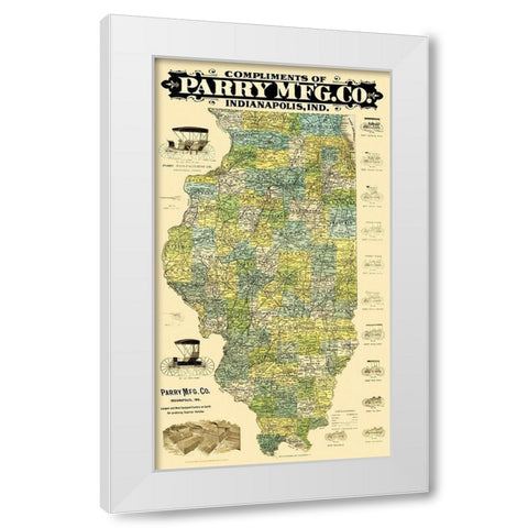 Illinois - Burford 1880 White Modern Wood Framed Art Print by Burford