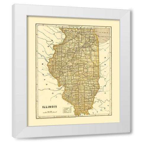 Illinois - Morse  1845 White Modern Wood Framed Art Print by Morse