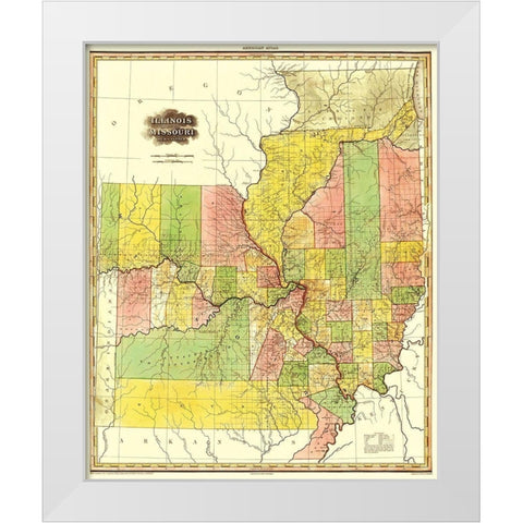 Illinois, Missouri - Tanner 1823 White Modern Wood Framed Art Print by Tanner