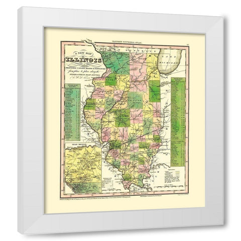 Stage, Steam Boat Routes - Tanner 1836 White Modern Wood Framed Art Print by Tanner