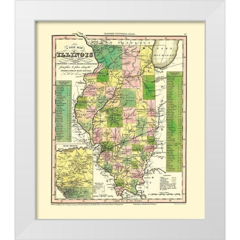 Stage, Steam Boat Routes - Tanner 1836 White Modern Wood Framed Art Print by Tanner