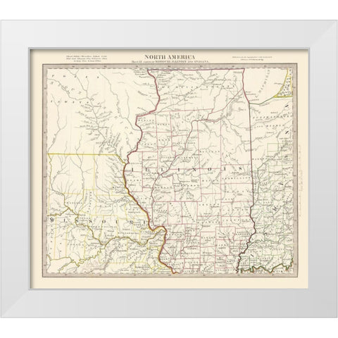 Illinois - Walker 1846 White Modern Wood Framed Art Print by Walker