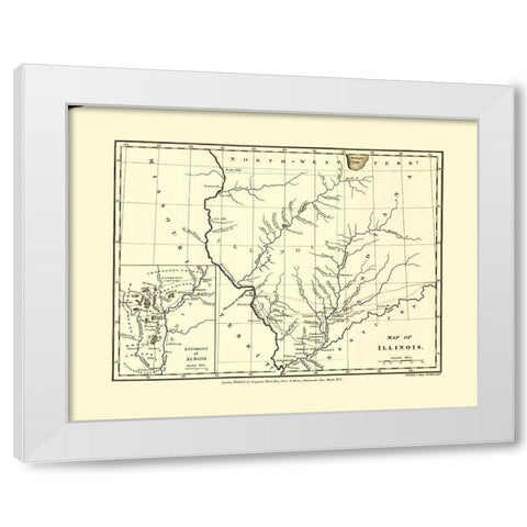 Illinois with Environs of Albion - Longman 1822 White Modern Wood Framed Art Print by Longman