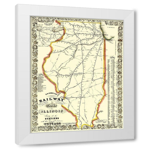 Illinois Railways - Cooke 1855 White Modern Wood Framed Art Print by Cooke