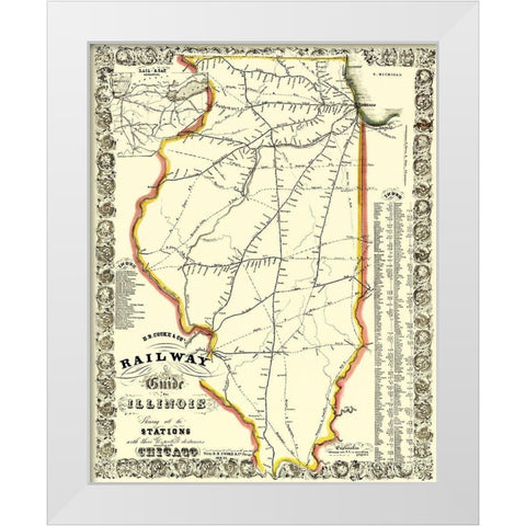 Illinois Railways - Cooke 1855 White Modern Wood Framed Art Print by Cooke