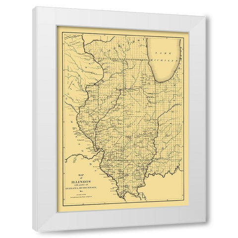 Illinois - Burr 1836 White Modern Wood Framed Art Print by Burr