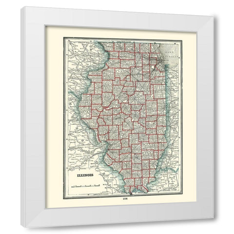 Illinois - Rathbun 1893 White Modern Wood Framed Art Print by Rathbun
