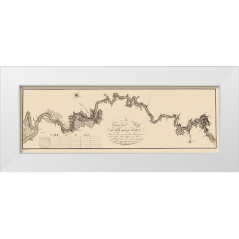 Ohio River Illinois - Collot 1796 White Modern Wood Framed Art Print by Collot