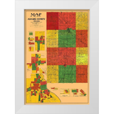 Adams Indiana Landowner - Boegley 1908 White Modern Wood Framed Art Print by Boegley