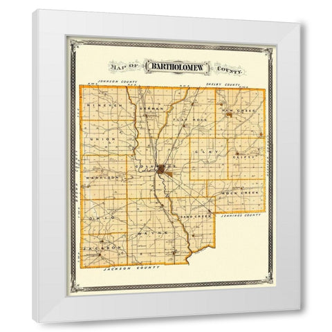 Bartholomew Indiana Landowner - Andreas 1876 White Modern Wood Framed Art Print by Andreas