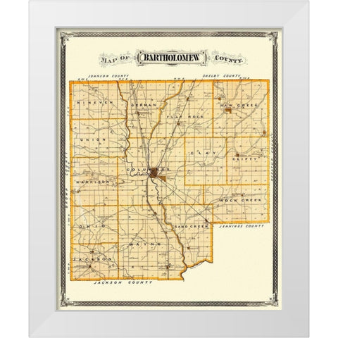 Bartholomew Indiana Landowner - Andreas 1876 White Modern Wood Framed Art Print by Andreas