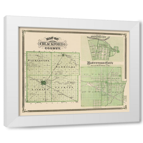 Blackford Indiana - Andreas 1876 White Modern Wood Framed Art Print by Andreas