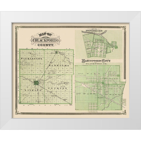 Blackford Indiana - Andreas 1876 White Modern Wood Framed Art Print by Andreas