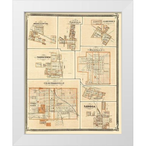 Brownsburg, Plainfield, Jamestown Indiana White Modern Wood Framed Art Print by Baskin
