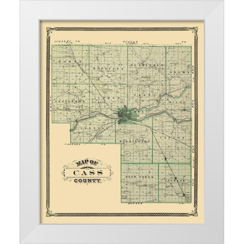 Cass Indiana Landowner - Andreas 1876 White Modern Wood Framed Art Print by Andreas