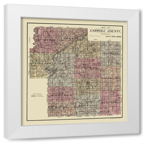 Carroll County Indiana - Landis 1898  White Modern Wood Framed Art Print by Landis