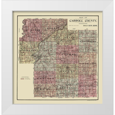 Carroll County Indiana - Landis 1898  White Modern Wood Framed Art Print by Landis