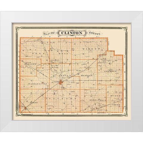 Clinton Indiana Landowner - Andreas 1876 White Modern Wood Framed Art Print by Andreas