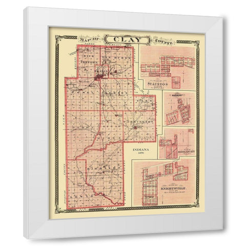 Clay Indiana Landowner - Andreas 1876 White Modern Wood Framed Art Print by Andreas