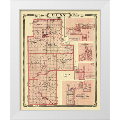 Clay Indiana Landowner - Andreas 1876 White Modern Wood Framed Art Print by Andreas