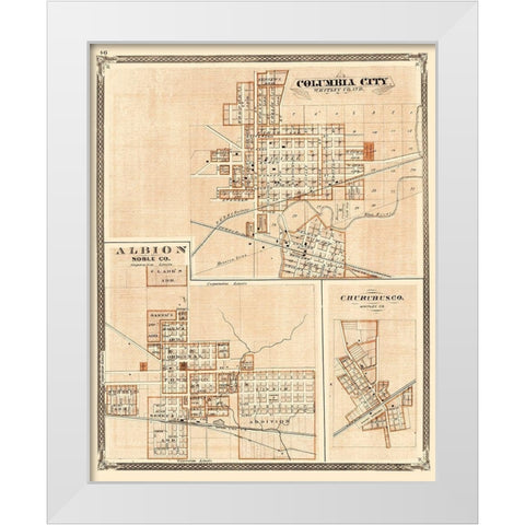Columbus City, Abion, Churubusco Indiana White Modern Wood Framed Art Print by Baskin