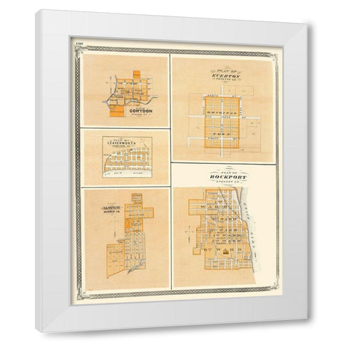 Corydon, Everton, Leavenworth, Jasper Indiana White Modern Wood Framed Art Print by Baskin