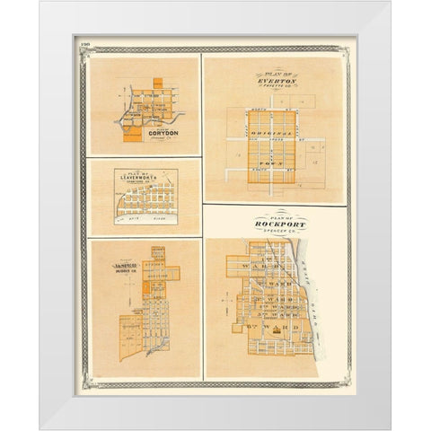 Corydon, Everton, Leavenworth, Jasper Indiana White Modern Wood Framed Art Print by Baskin