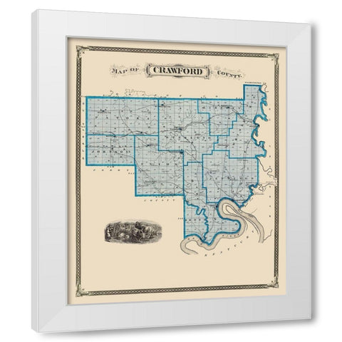 Crawford Indiana Landowner - Andreas 1876 White Modern Wood Framed Art Print by Andreas