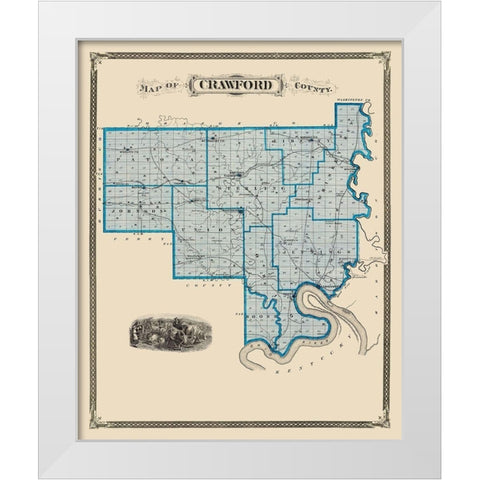 Crawford Indiana Landowner - Andreas 1876 White Modern Wood Framed Art Print by Andreas