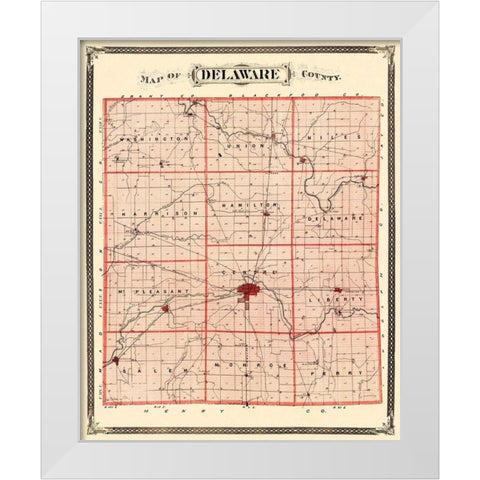 Delaware  Muncie Indiana - Andreas 1876 White Modern Wood Framed Art Print by Andreas