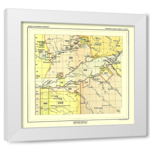 Indiana - Detail - Hoen 1896 White Modern Wood Framed Art Print by Hoen