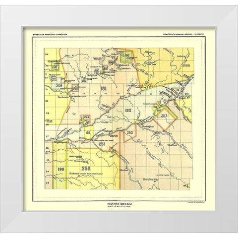 Indiana - Detail - Hoen 1896 White Modern Wood Framed Art Print by Hoen