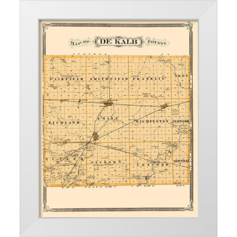 De Kalb Indiana Landowner - Baskin 1876 White Modern Wood Framed Art Print by Baskin