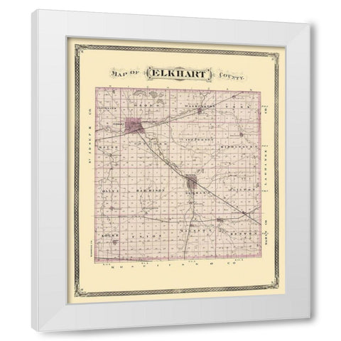 Elkhart Indiana Landowner - Andreas 1876 White Modern Wood Framed Art Print by Andreas