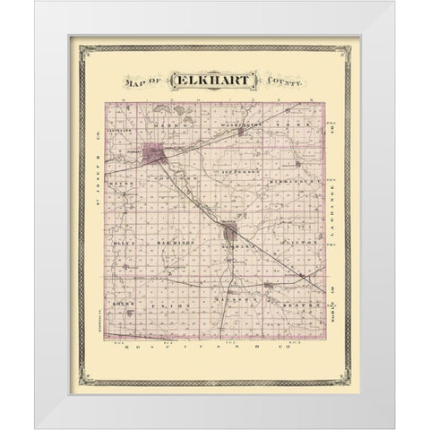 Elkhart Indiana Landowner - Andreas 1876 White Modern Wood Framed Art Print by Andreas