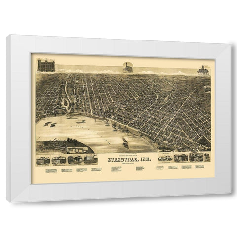 Evansville Indiana - Wellge 1888 White Modern Wood Framed Art Print by Wellge
