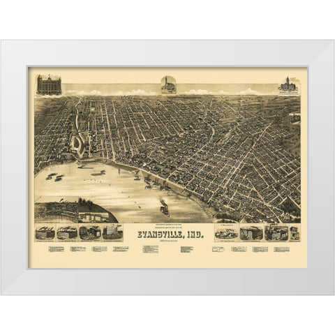 Evansville Indiana - Wellge 1888 White Modern Wood Framed Art Print by Wellge