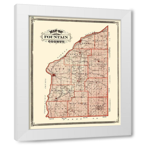 Fountain Indiana - Baskin 1876 White Modern Wood Framed Art Print by Baskin