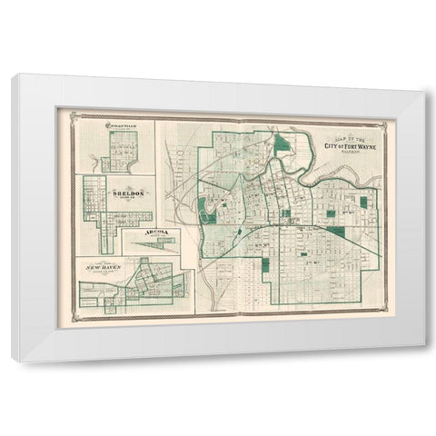 Fort Wayne Indiana Landowner - Baskin 1876 White Modern Wood Framed Art Print by Baskin