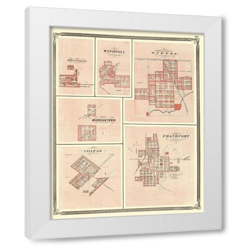 Frankfort, Colfax, Michigantown, Tipton Indiana White Modern Wood Framed Art Print by Baskin
