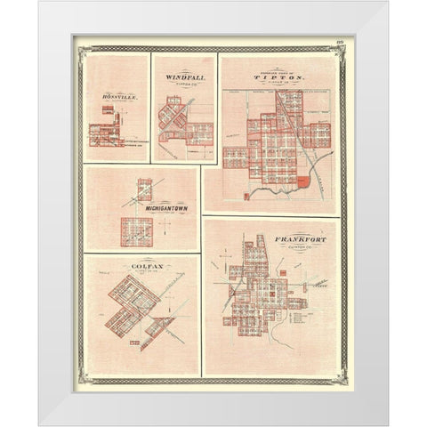 Frankfort, Colfax, Michigantown, Tipton Indiana White Modern Wood Framed Art Print by Baskin