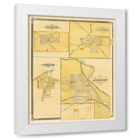 Frankton, Elwood, Pendleton, Anderson Indiana White Modern Wood Framed Art Print by Baskin