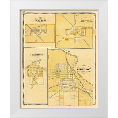 Frankton, Elwood, Pendleton, Anderson Indiana White Modern Wood Framed Art Print by Baskin