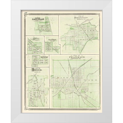 Franklin, Shelbyville, Greenwood, Edinburg Indiana White Modern Wood Framed Art Print by Baskin