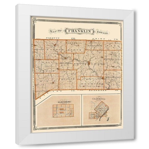 Franklin Indiana - Baskin 1876 White Modern Wood Framed Art Print by Baskin